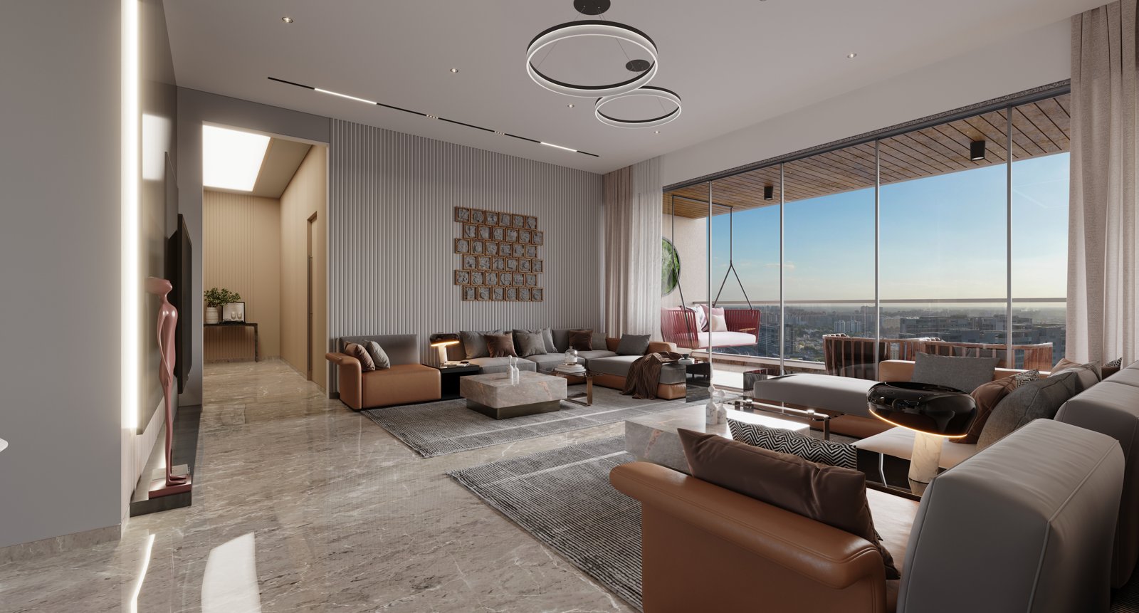 Bella Casa luxury 5BHK living room with city views