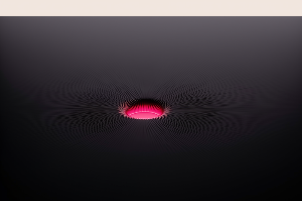 Coral ripples of light spreading across a dark surface.