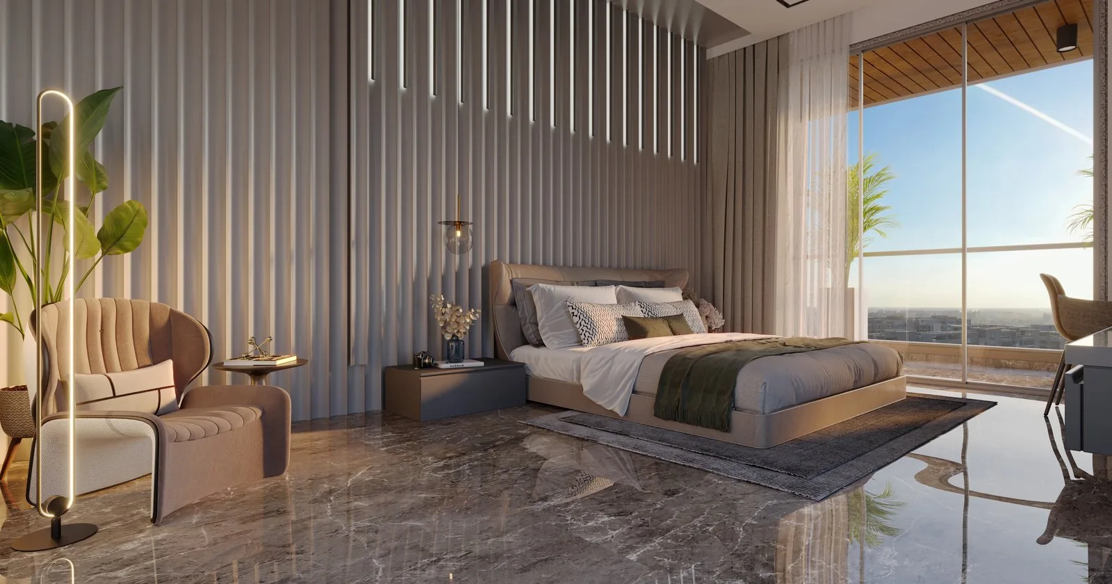 Bella Casa luxury 5BHK master bedroom render