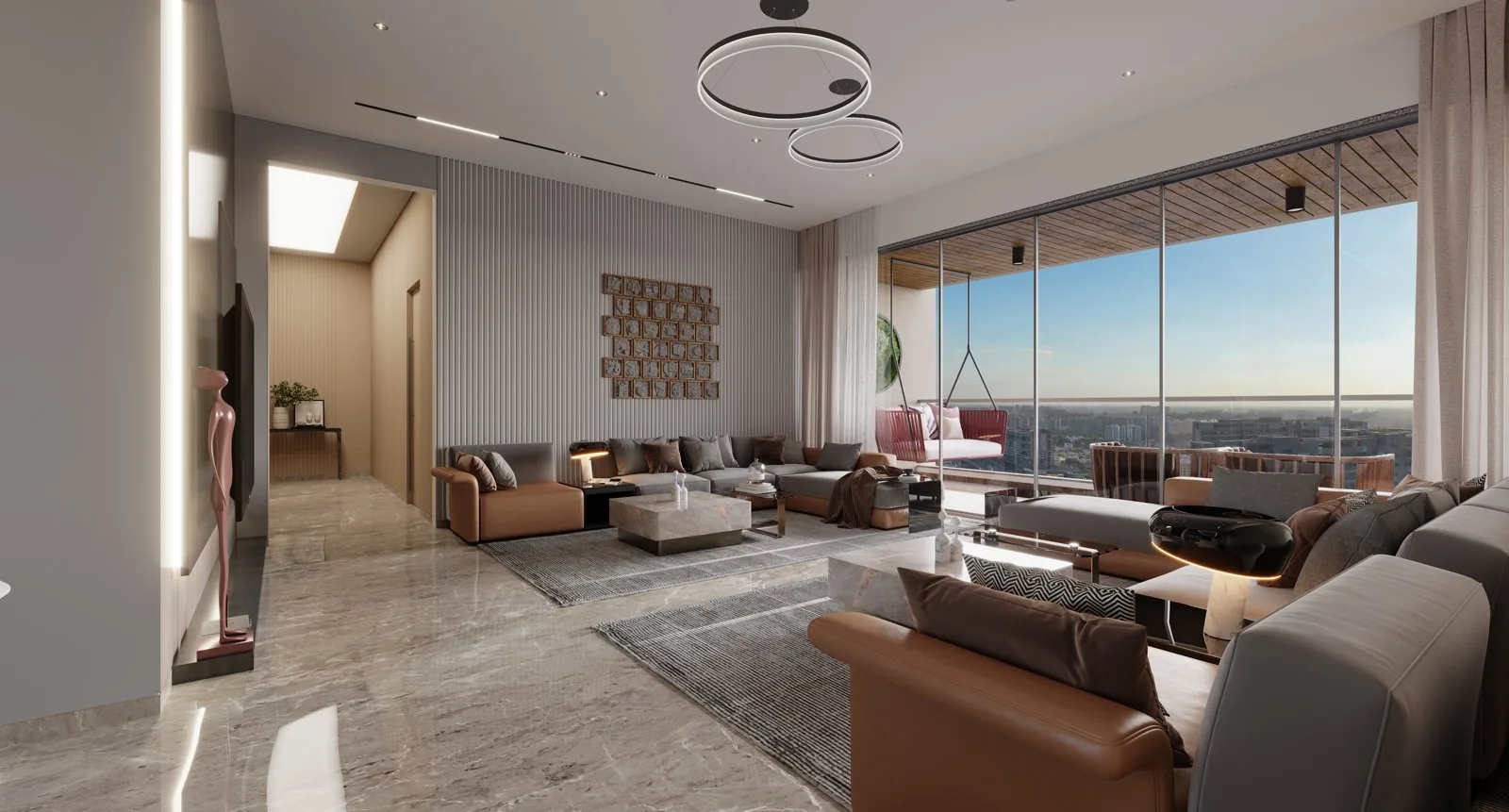 Bella Casa luxury 5BHK living room with city views