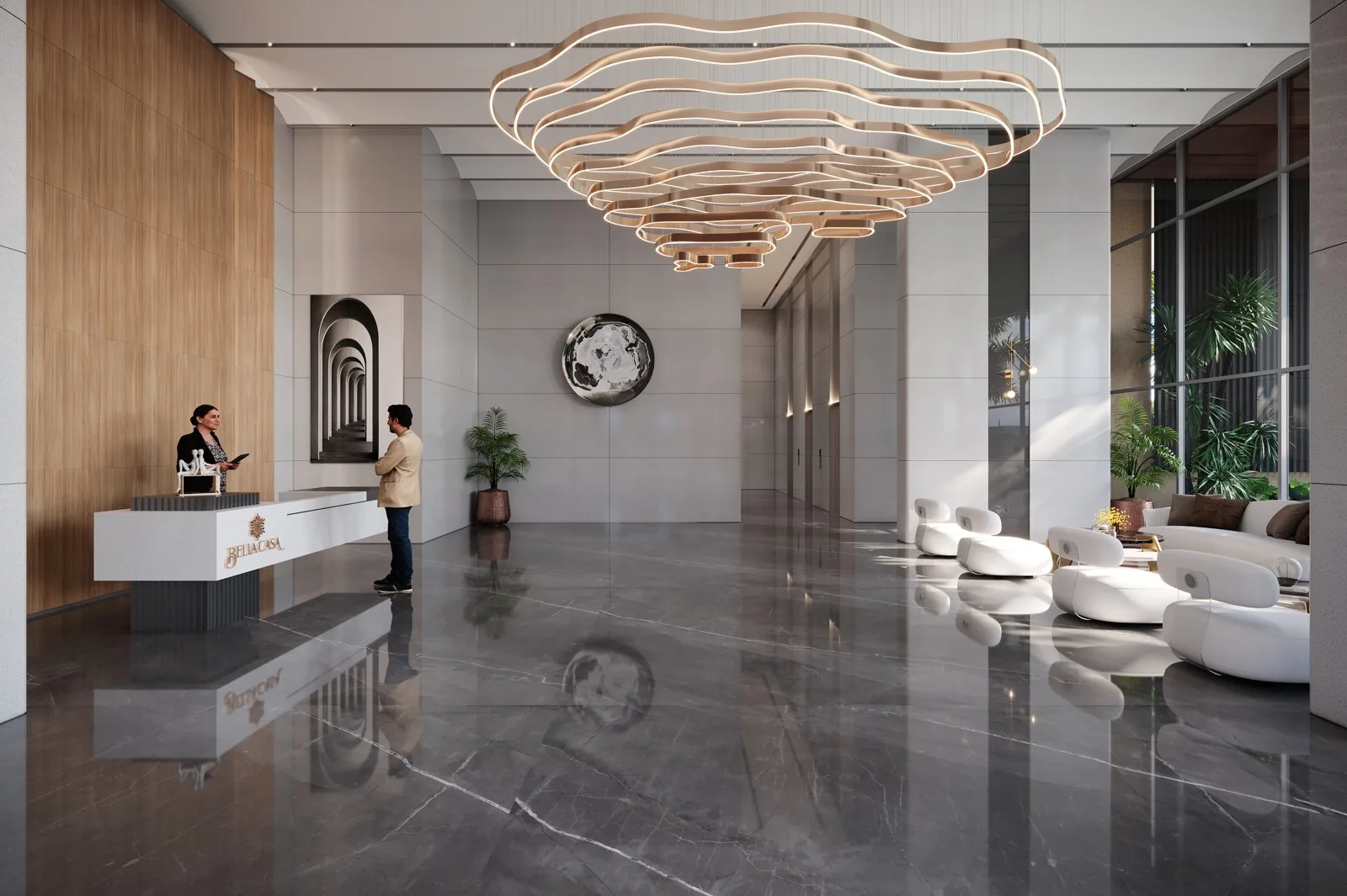 Bella Casa Nashik luxury reception lobby render