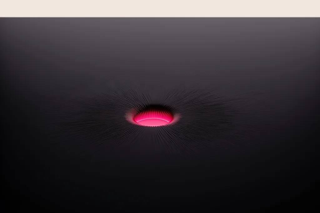 Coral ripples of light spreading across a dark surface.