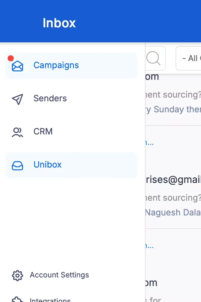 Unified inbox: every reply from every domain in one place
