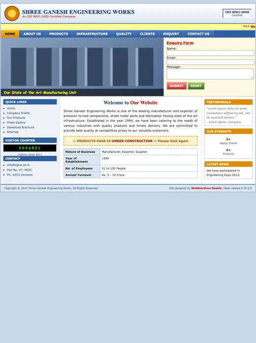 The same 2012 website on a phone: shrunk to a stamp, unreadable