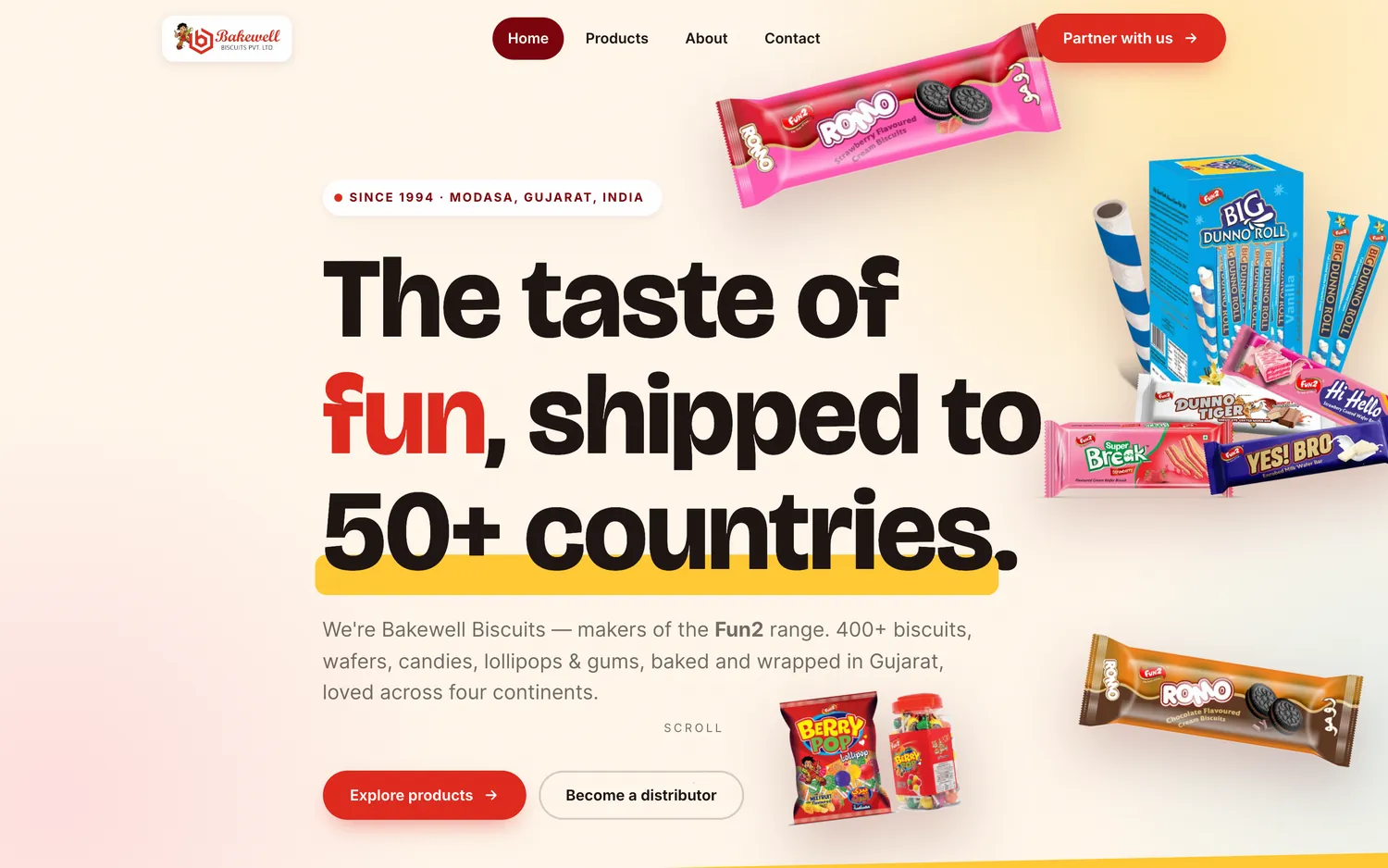 Bakewell Biscuits website, built by DESENO, desktop view