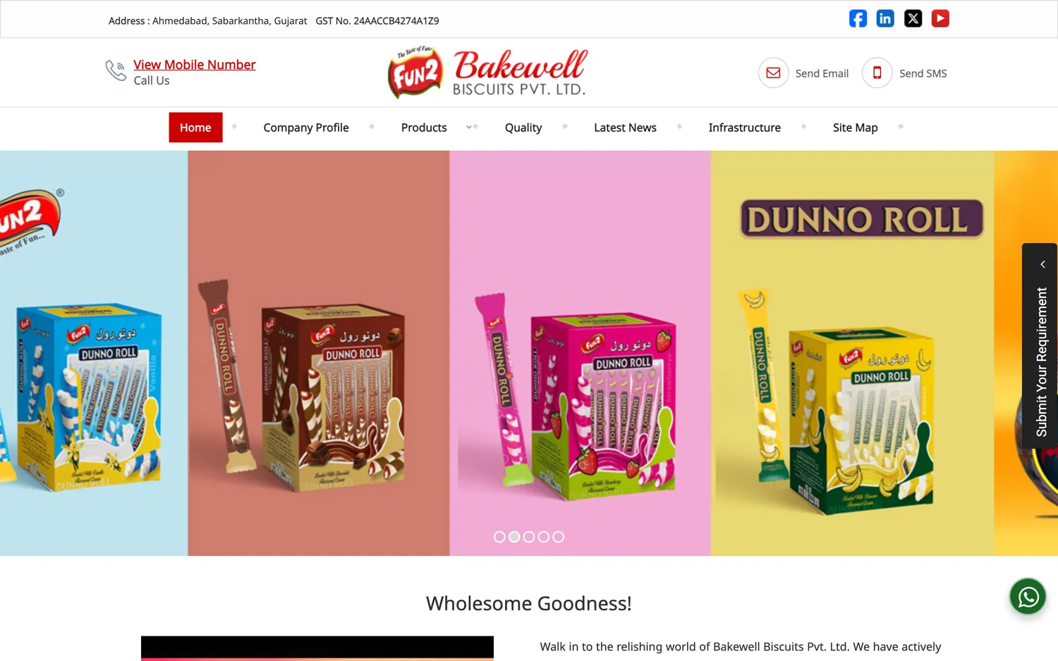 Bakewell Biscuits: the old website, before DESENO