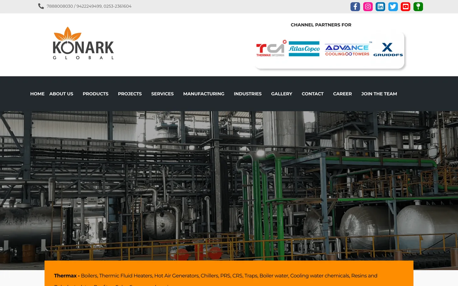 Konark Global: the old website, before DESENO