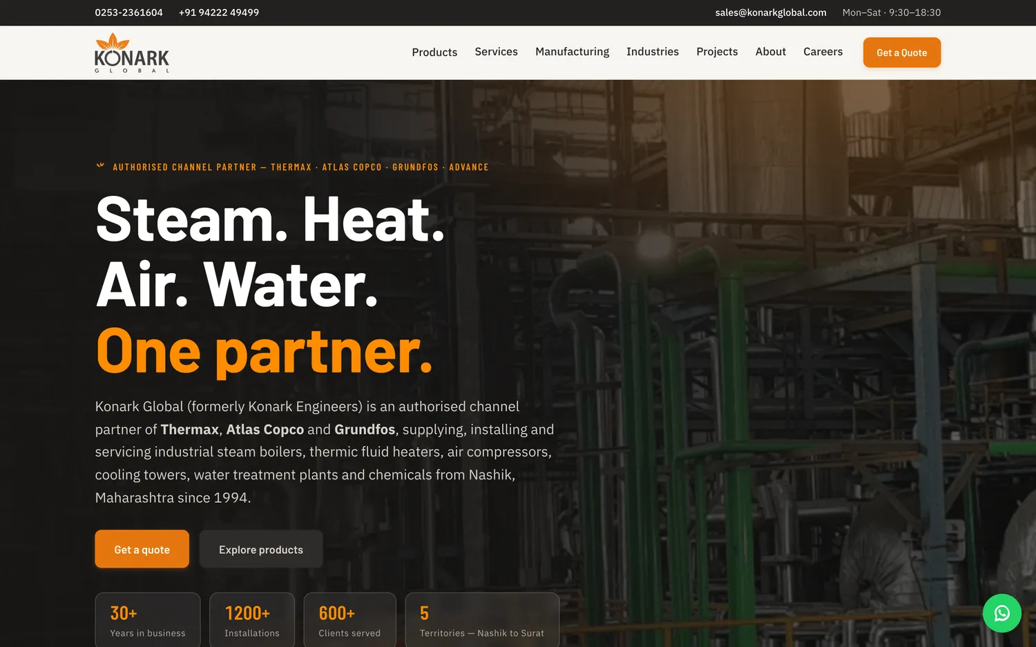 Konark Global website, built by DESENO, desktop view