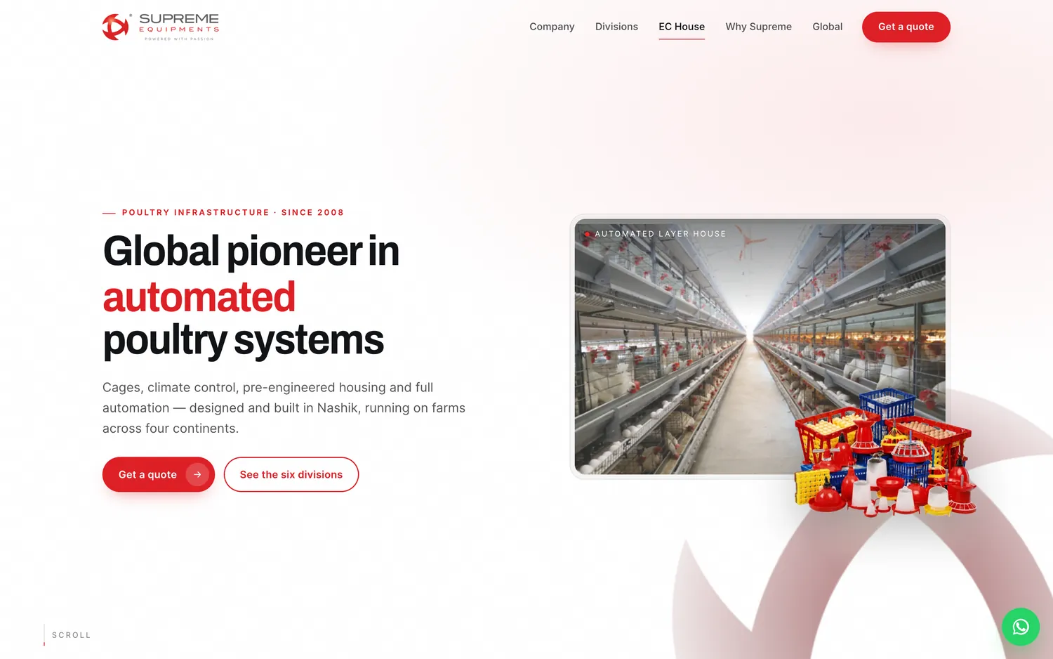Supreme Equipments website, built by DESENO, desktop view